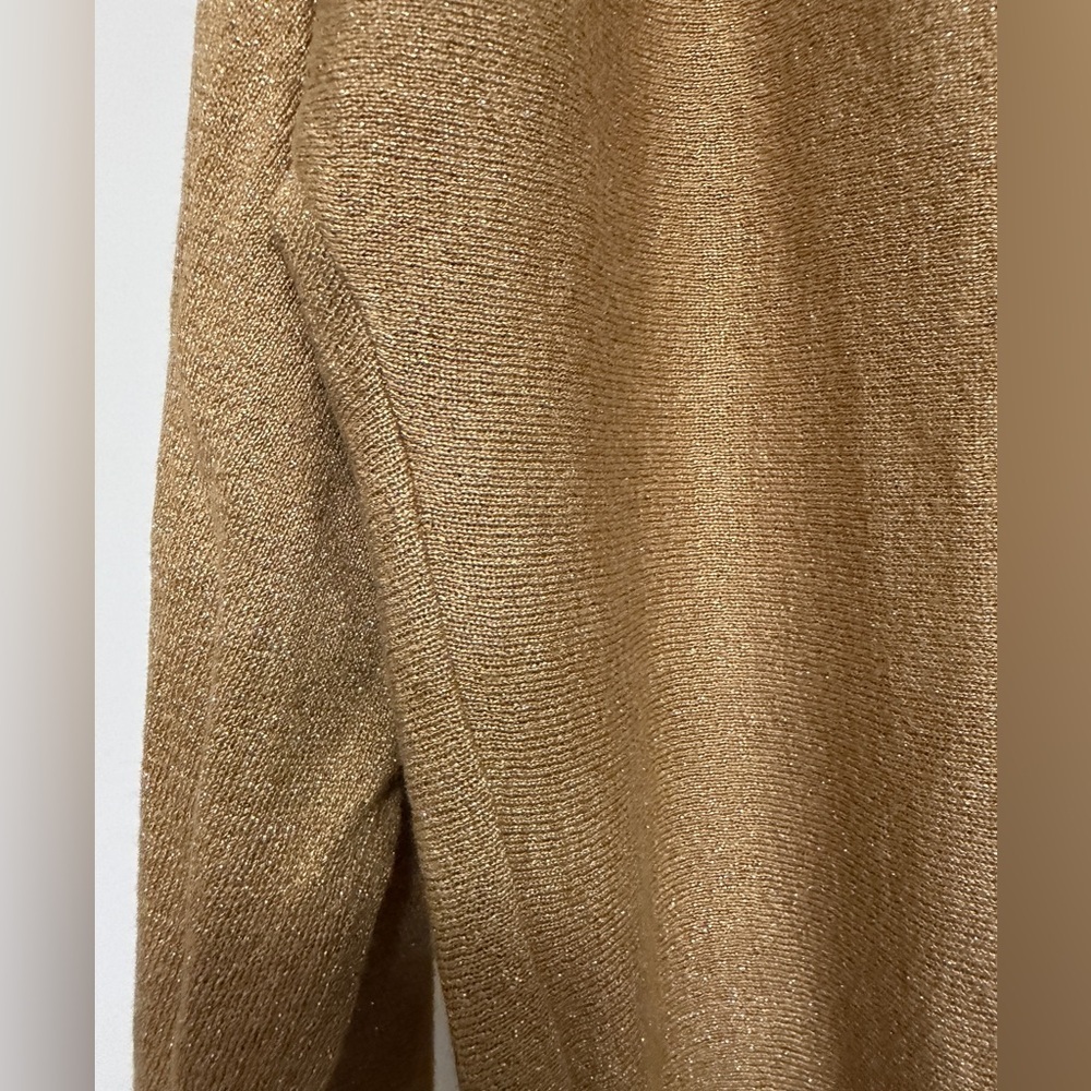 INC long sleeve gold metallic Crewneck top / size M - Picture 2 of 8